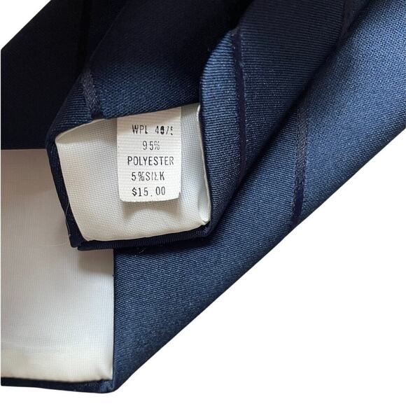 Vintage Oscar de la Renta Slim Navy Striped Tie | 80s 90s Designer Business Rare - Picture 7 of 8